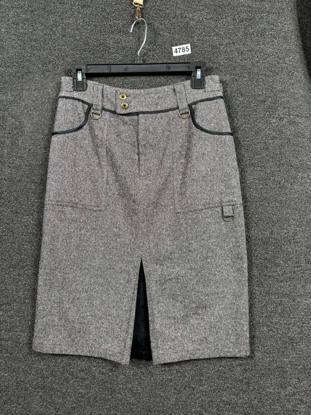 Bloomingdale's Skirt Womens 4 Gray Tweed Wool Silk Blend Pencil Lined Front Slit